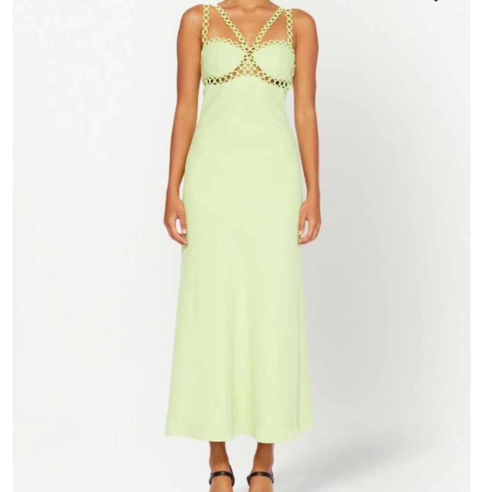 Jonathan Simkhai Sevilla Crochet Ring Midi Dress Lime, size 6